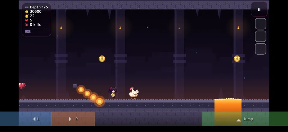 Piyo's Adventure: lava and a spinning fire bar in the Underground