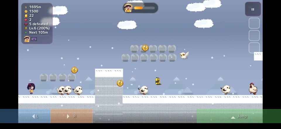 Piyo's Adventure snowy mountain stage